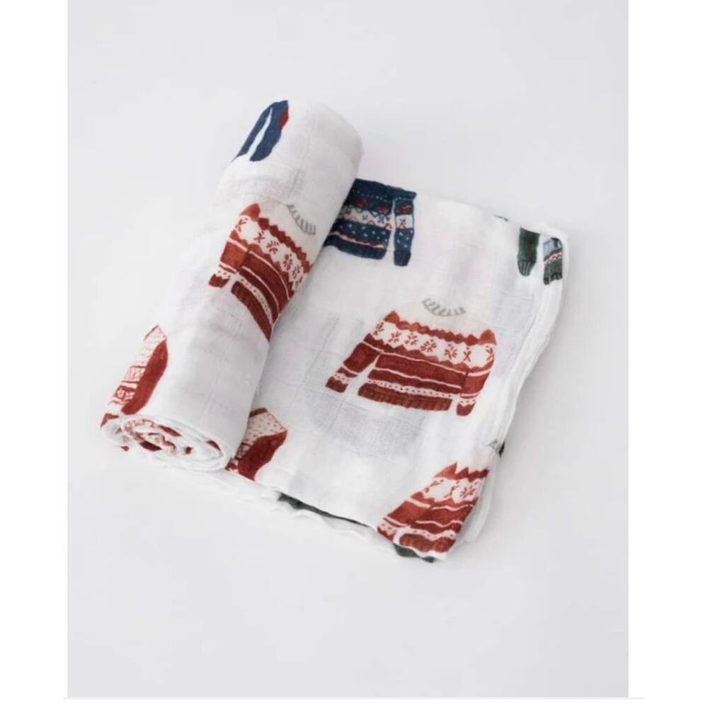 Little Unicorn Deluxe Muslin Swaddle Sweater Soiree Cable Knit Baby Blanket